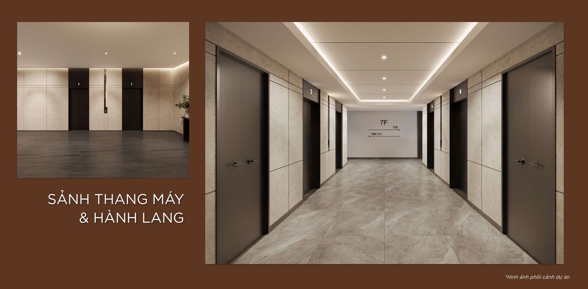 Sảnh thang máy và hành lang rộng